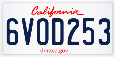 CA license plate 6VOD253