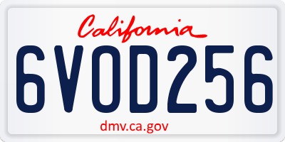 CA license plate 6VOD256