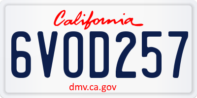 CA license plate 6VOD257