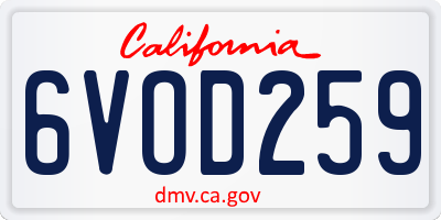 CA license plate 6VOD259