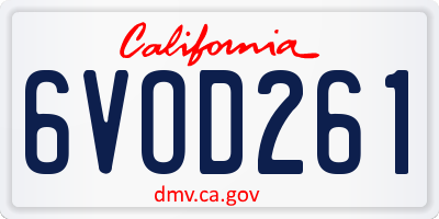 CA license plate 6VOD261