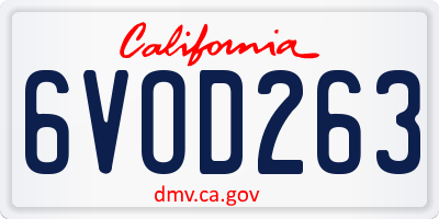 CA license plate 6VOD263