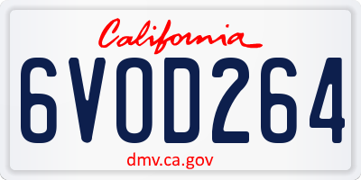 CA license plate 6VOD264