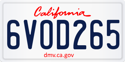 CA license plate 6VOD265