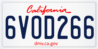 CA license plate 6VOD266