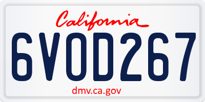 CA license plate 6VOD267