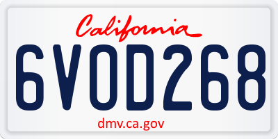 CA license plate 6VOD268