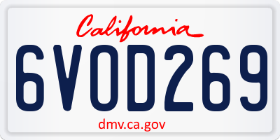 CA license plate 6VOD269
