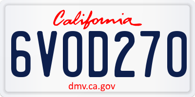CA license plate 6VOD270