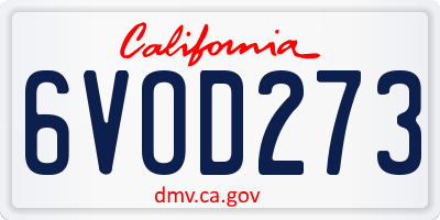 CA license plate 6VOD273