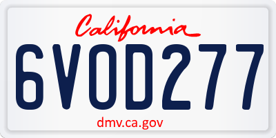 CA license plate 6VOD277