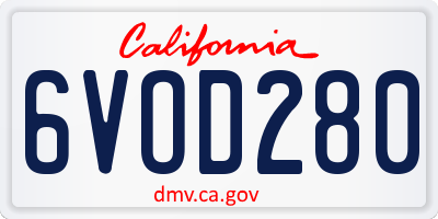 CA license plate 6VOD280