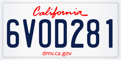 CA license plate 6VOD281