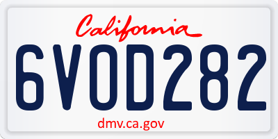 CA license plate 6VOD282