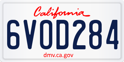 CA license plate 6VOD284
