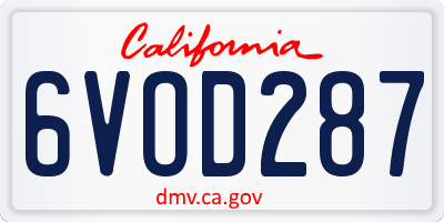 CA license plate 6VOD287