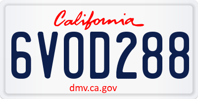 CA license plate 6VOD288