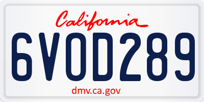 CA license plate 6VOD289