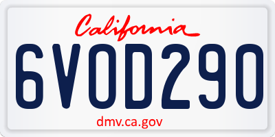 CA license plate 6VOD290