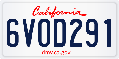 CA license plate 6VOD291