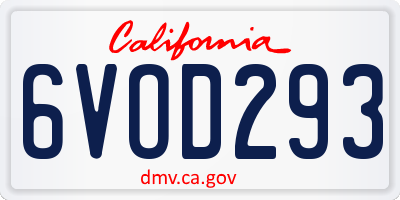 CA license plate 6VOD293