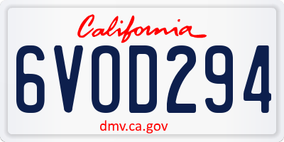 CA license plate 6VOD294