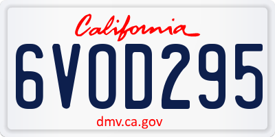 CA license plate 6VOD295