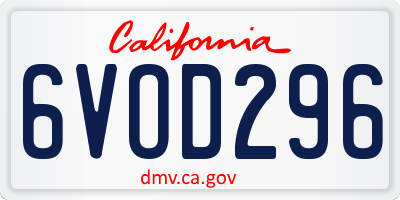 CA license plate 6VOD296