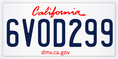 CA license plate 6VOD299