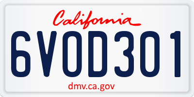 CA license plate 6VOD301