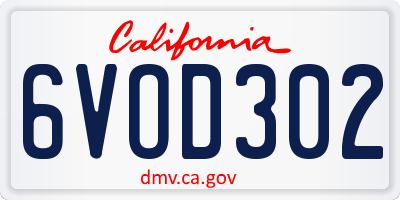 CA license plate 6VOD302