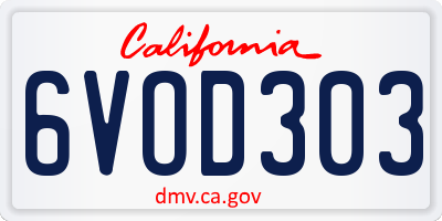 CA license plate 6VOD303