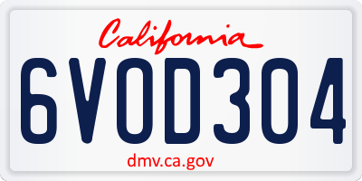 CA license plate 6VOD304