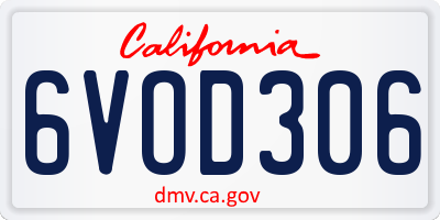 CA license plate 6VOD306