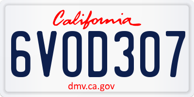 CA license plate 6VOD307