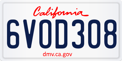 CA license plate 6VOD308