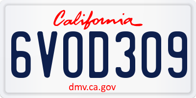 CA license plate 6VOD309