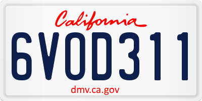 CA license plate 6VOD311