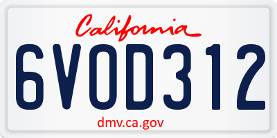 CA license plate 6VOD312