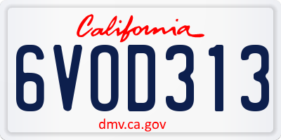 CA license plate 6VOD313