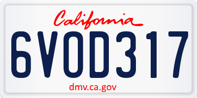 CA license plate 6VOD317