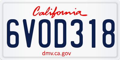 CA license plate 6VOD318