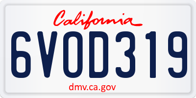 CA license plate 6VOD319