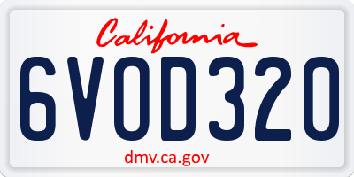 CA license plate 6VOD320