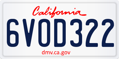 CA license plate 6VOD322