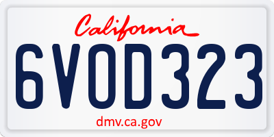 CA license plate 6VOD323