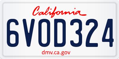 CA license plate 6VOD324
