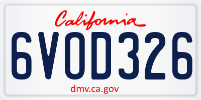 CA license plate 6VOD326