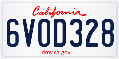 CA license plate 6VOD328