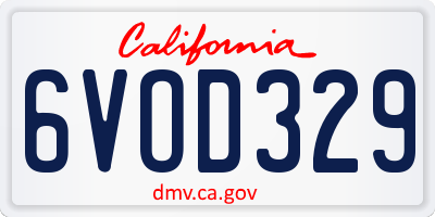 CA license plate 6VOD329
